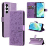 For Samsung Galaxy A26 5G Global Cat Bee Embossing Pattern Shockproof Leather Case(Purple)