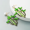 Cactus Alloy Retro Earrings With Colored Rhinestones(Green)