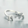 Flying Butterfly S925 Female Sterling Silver Zircon Ring