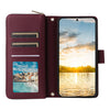For Samsung Galaxy S23 FE 5G Nine-card Slots Zipper Wallet Bag Leather Phone Case(Wine Red)