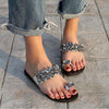 Flat Bottom Pin Rhinestone Sequins Sandals, Shoe Size:41(Silver)