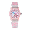 JNEW A335-86228 Children Cartoon 3D Love Butterfly Silicone Waterproof Quartz Watch(Pink Shell White Belt)