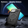 For Samsung Galaxy A06 5G Shield Frame Holder MagSafe Phone Case(Black)