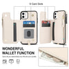 For iPhone 11 Double Flap Zipper RFID Leather Phone Case with Short Lanyard(White)