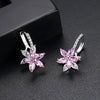Cute Romantic Lovely Clear Stone Flower Shape Convenient Simple Stud Copper Cubic Zirconia Earrings(Pink)