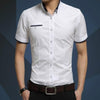 Men Business Shirt Short Sleeves Turn-down Collar Shirt, Size:XXXXL(White)