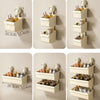 Suction Cup Wall Mounted Bathroom Shelf Drainage Detachable Storage Rack Hanging Basket, Style: Large Cream