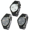 Fashion 3 Dial Quartz Wrist Calendar Watch with Silicone Strap (White)