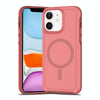 For iPhone 11 Shockproof MagSafe Armor PC Hybrid TPU Phone Case(Dark Pink+Maroon)