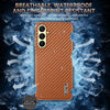 For Samsung Galaxy A26 5G AZNS Electroplated Edge Carbon Fiber Texture Phone Case(Brown)