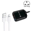 PD04 Type-C + USB Mobile Phone Charger with USB to 8 Pin Cable, UK Plug(Black)
