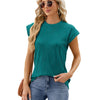 Ladies Summer Round Neck Loose Short Sleeve T-Shirt, Size: L(Peacock Blue)
