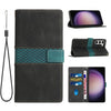 For Samsung Galaxy S23+ 5G Grid Stitching Leather Phone Case with Lanyard(Black)