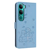 For vivo Y300 Global / V40 Lite IDN Embossed Kitten Phone Leather Case with Lanyard(Blue)