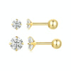 S925 Sterling Silver Platinum Plated Zircon Stud Earrings Jewelry, Color: Gold White Zirconia M