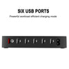 008QC Multi-function DC5V/9A QC18W Output 6 Ports USB Detachable Charging Station Smart Charger, Support QC3.0(Black)