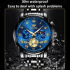 OLEVS 2859 Men Multifunctional Luminous Waterproof Quartz Watch(Black + Blue)