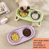 Collapsible Double Pet Bowl, Purple, Raised, Anti-Spill, Cat & Dog