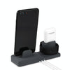 3 in 1 Silicone Charging Dock for AirPods Pro & Apple Watch & iPhone, with Bracket Funtcion(Black)