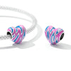 S925 Sterling Silver Contrast Color Heart Beads DIY Bracelet Necklace Accessories