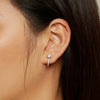 BSE856 Sterling Silver S925 White Gold Plated Simple Zircon Earrings