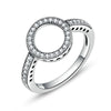 2 PCS Alloy Lucky Circle Diamond Halo Rings, Ring Size:9(White)
