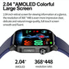 ET580 2.04 inch AMOLED Screen Sports Smart Watch Support Bluetooth Call /  ECG Function(Black Leather Band)
