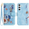 For Samsung Galaxy A56 5G Floral Pattern Leather Phone Case with Lanyard(Light Blue)