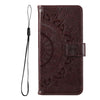 For Samsung Galaxy A36 Totem Flower Embossed Leather Phone Case with Lanyard(Brown)