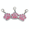 10 Pink Enamel Paw Print Charms - Jewellery Making, Keychain Crafts