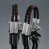 Men Brass Plated Shirt Cufflinks, Color: Brown Double Leather Rope