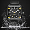 BAOGELA 6763G Square Dial Leather Strap Clock Calendar Mechanical Watch For Men(Black)