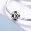 Football Love S925 Sterling Silver Platinum Plated Pendant Loose Beads
