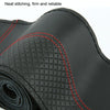 38cm Cowhide Embossed Hand-Stitched Double-Line Steering Wheel Cover(Black Blue Line)