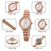 SKMEI 1799 Pearl Diamond Round Dial Stainless Steel Strap Quartz Watch for Ladies(Rose Gold and White Surface)