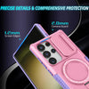 For Samsung Galaxy S24 Ultra 5G Sliding Camshield MagSafe Holder TPU Hybrid PC Phone Case(Purple Pink)
