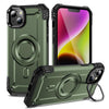 For iPhone 14 Plus Lens Holder MagSafe Phone Case(Army Green)