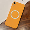 For iPhone XR Leather Texture Design MagSafe Full Coverage Phone Case(Yellow)