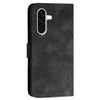 For Samsung Galaxy A36 5G Grid Butterfly Embossed Pattern Leather Phone Case with Lanyard(Black)