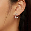S925 Sterling Silver Plated Platinum Wrap Heart Stud Earrings