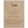 12 Zodiac Signs With Diamonds Necklace Card Rhinestones Collarbone Chain Pendant, Style: Leo Silver