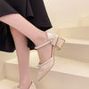 Pointed Toe Chunky Heel High Heels Single Shoes Women Buckle Sandals, Size: 37(Beige)