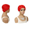 Ladies Short Hair Wig Retro Water Wave Curly Wig(Red #)