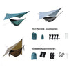 Outdoor Camping Sunshade + Anti-Mosquito Hammock Set Parachute Fabric Net Yarn Anti-Mosquito Hammock(Ink Green)