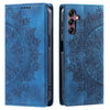 For Samsung Galaxy A36 Totem Embossed Magnetic Leather Phone Case(Blue)