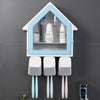 Bathroom Wall Hanging Small House Toothbrush Holder Toiletries Storage Shelf (Blue)