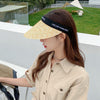Straw Empty Top Peaked Cap For Ladies, Size: M (56-58cm)(Beige+Black)