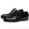 Crocodile Pattern Business Flat Bottom Leather Formal Shoes, Size:39(Black)