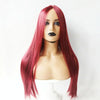 Centre-parted Long Straight Wig Headgear for Women(Wine Red)