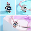 Retro Style S925 Sterling Silver Robot Charm DIY Beaded